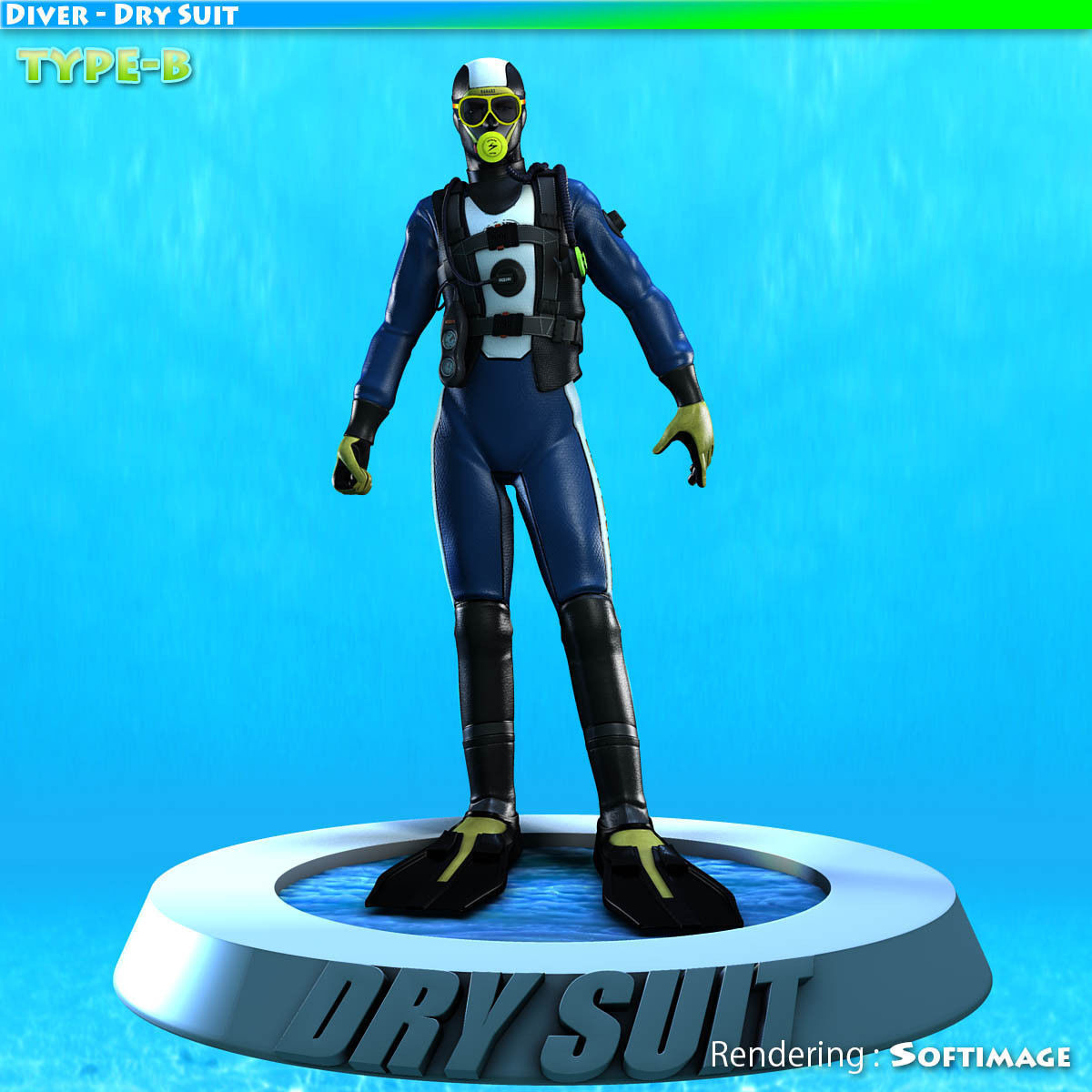 Diver - Dry Suit Low-poly 3D model_9