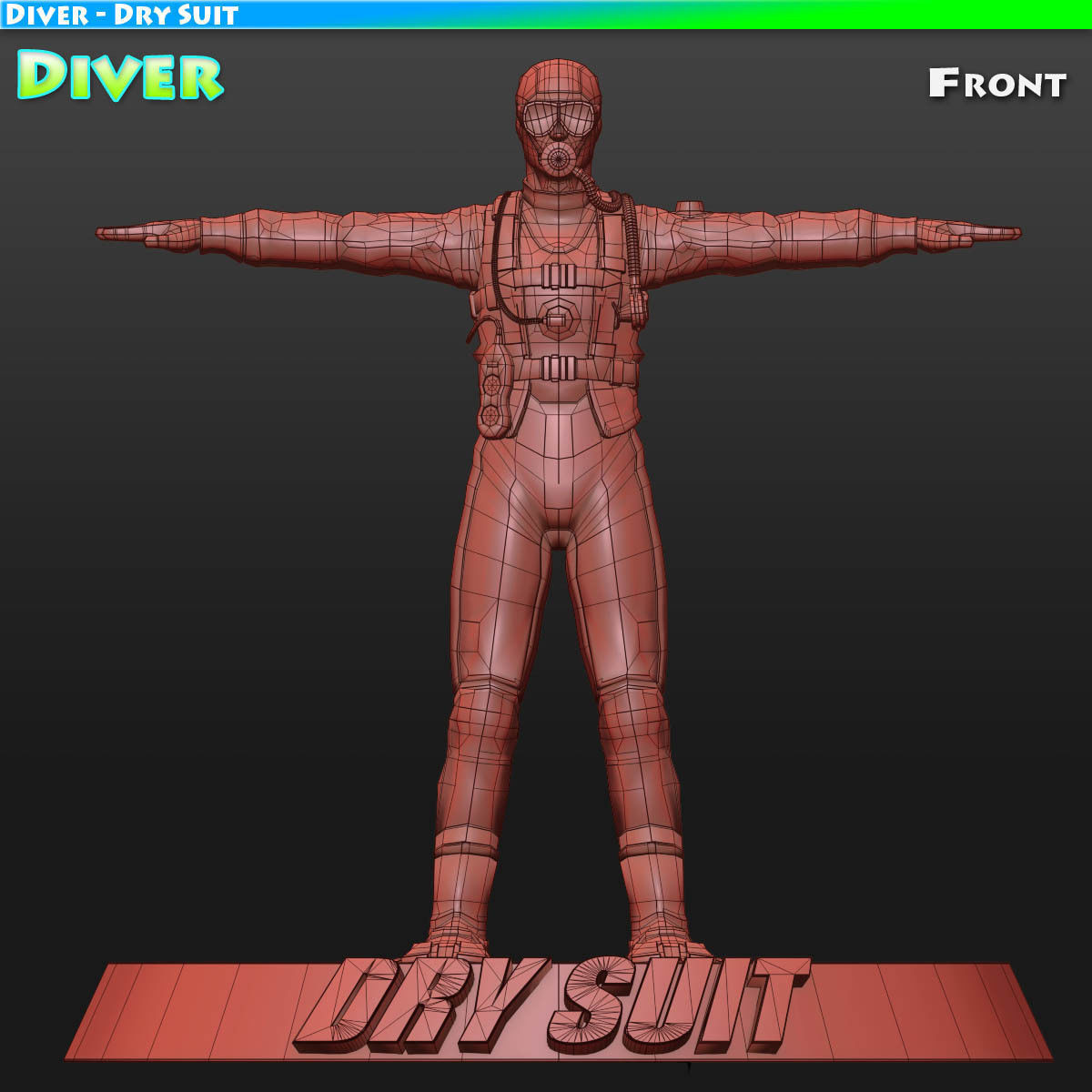 Diver - Dry Suit Low-poly 3D model_1