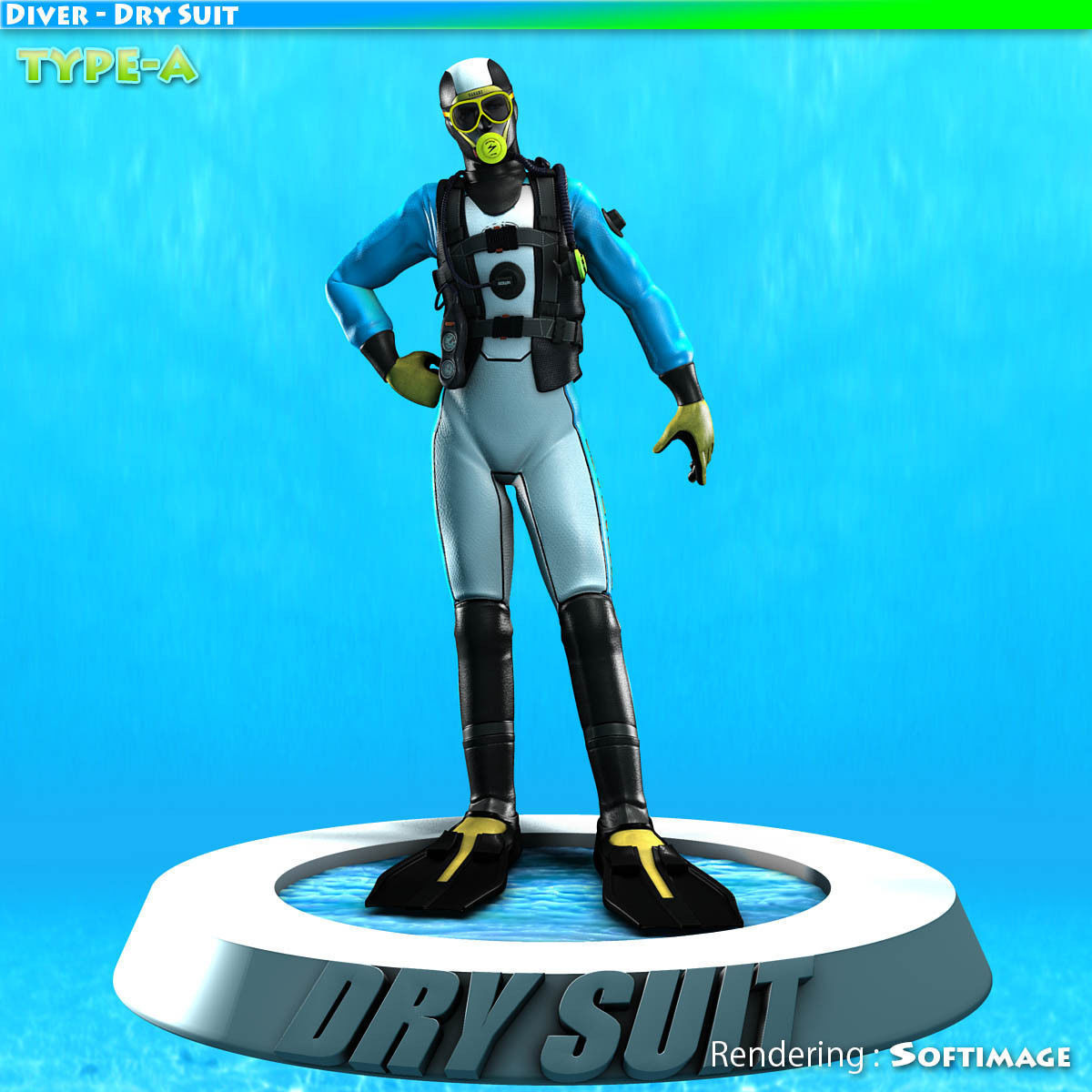 Diver - Dry Suit Low-poly 3D model_6