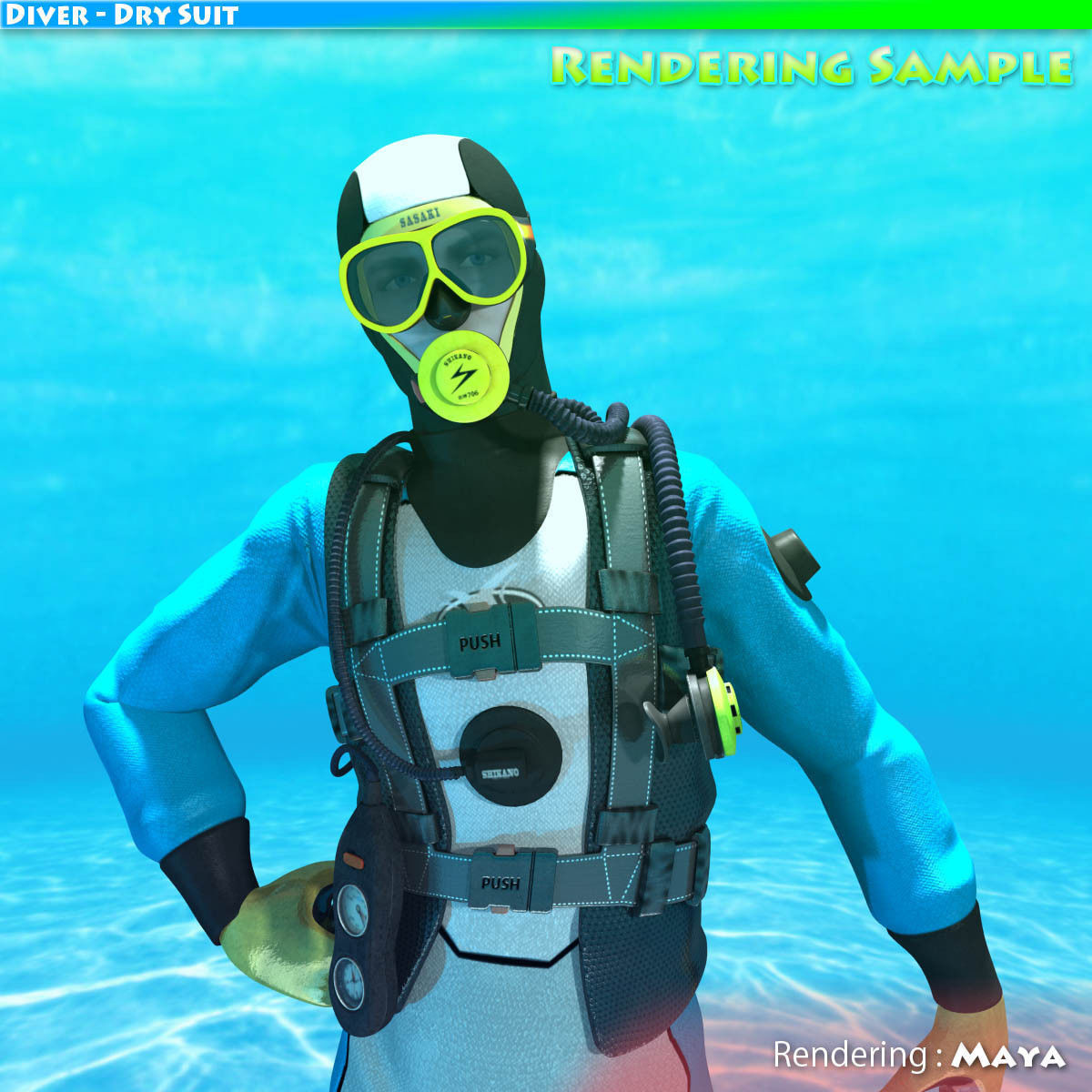 Diver - Dry Suit Low-poly 3D model_35