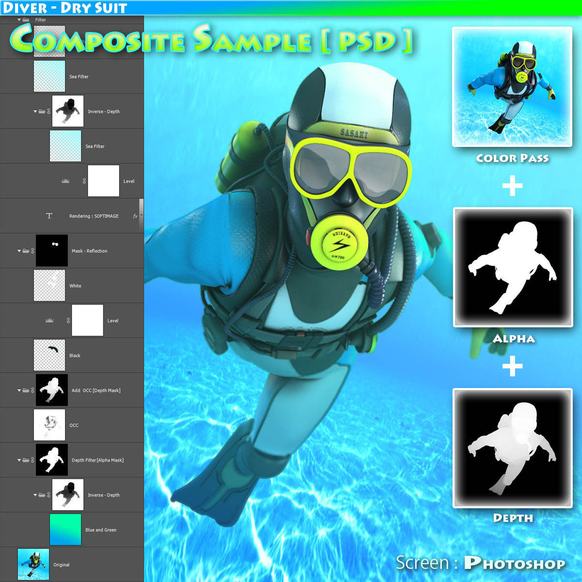 Diver - Dry Suit Low-poly 3D model_26