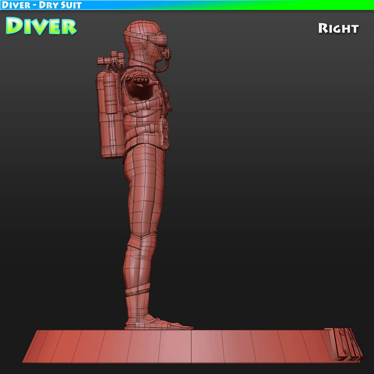 Diver - Dry Suit Low-poly 3D model_4