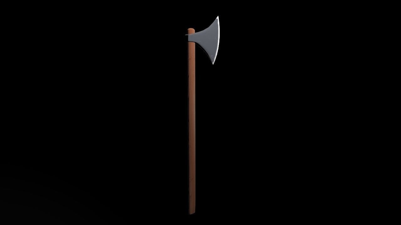 Short War Axe 01 Low-poly 3D model_5