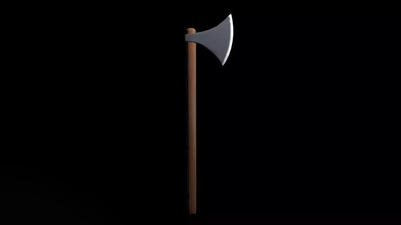 Short War Axe 01 Low-poly 3D model_0