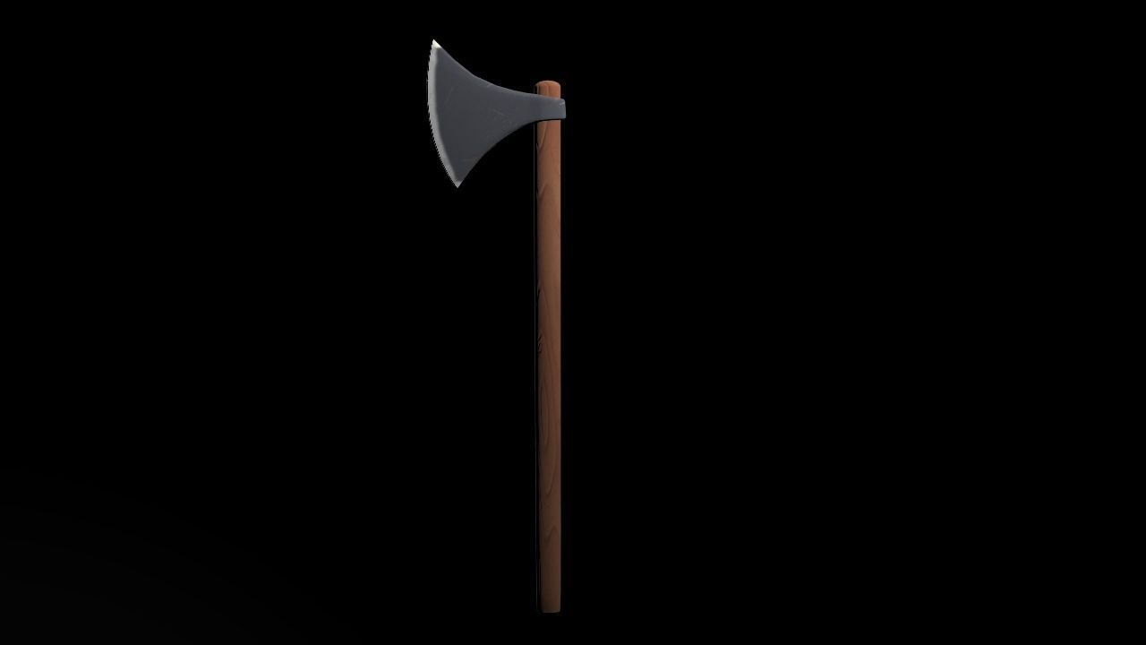Short War Axe 01 Low-poly 3D model_4