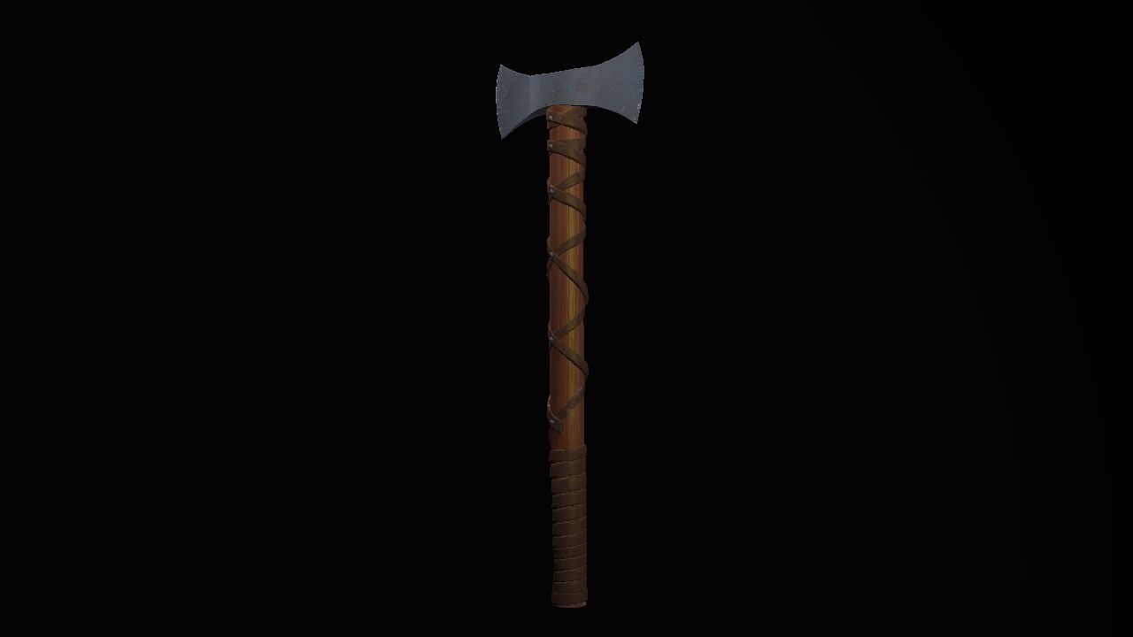 Short War Axe 02 Low-poly 3D model_7