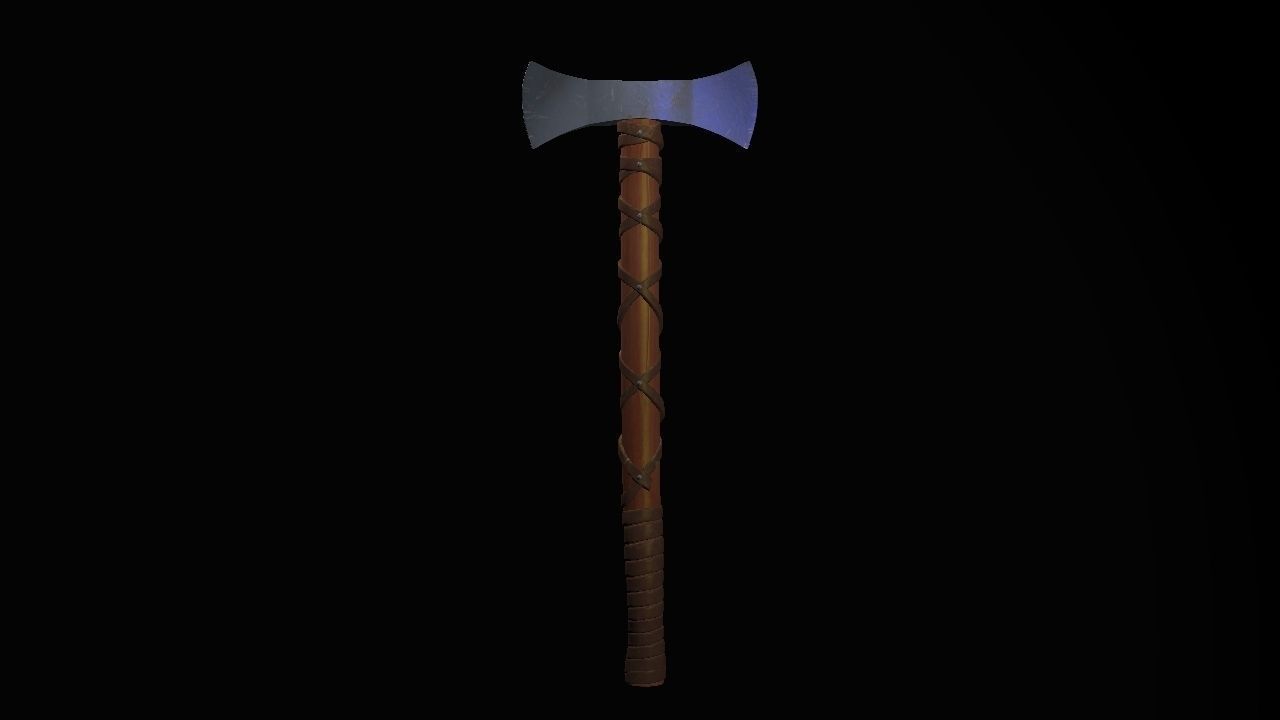 Short War Axe 02 Low-poly 3D model_8