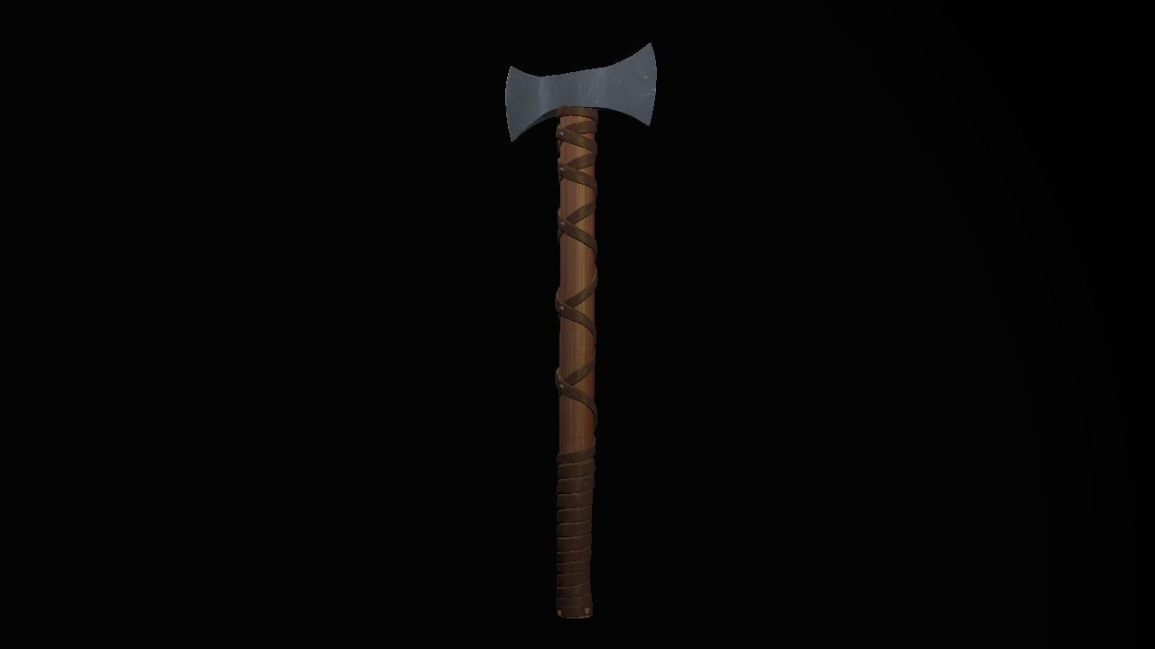 Short War Axe 02 Low-poly 3D model_2