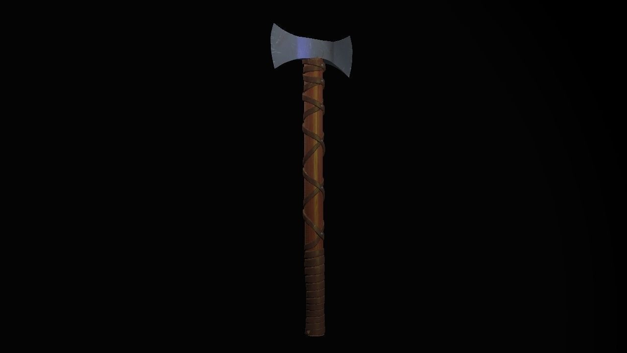 Short War Axe 02 Low-poly 3D model_3