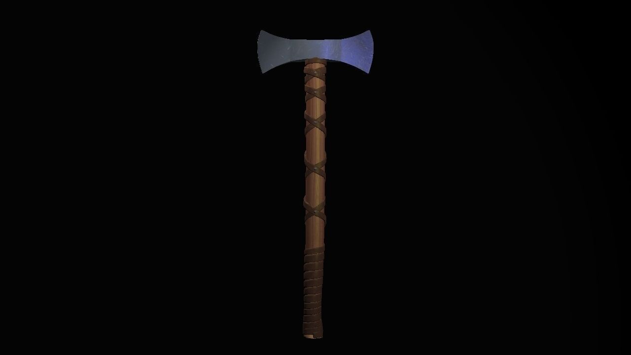 Short War Axe 02 Low-poly 3D model_4
