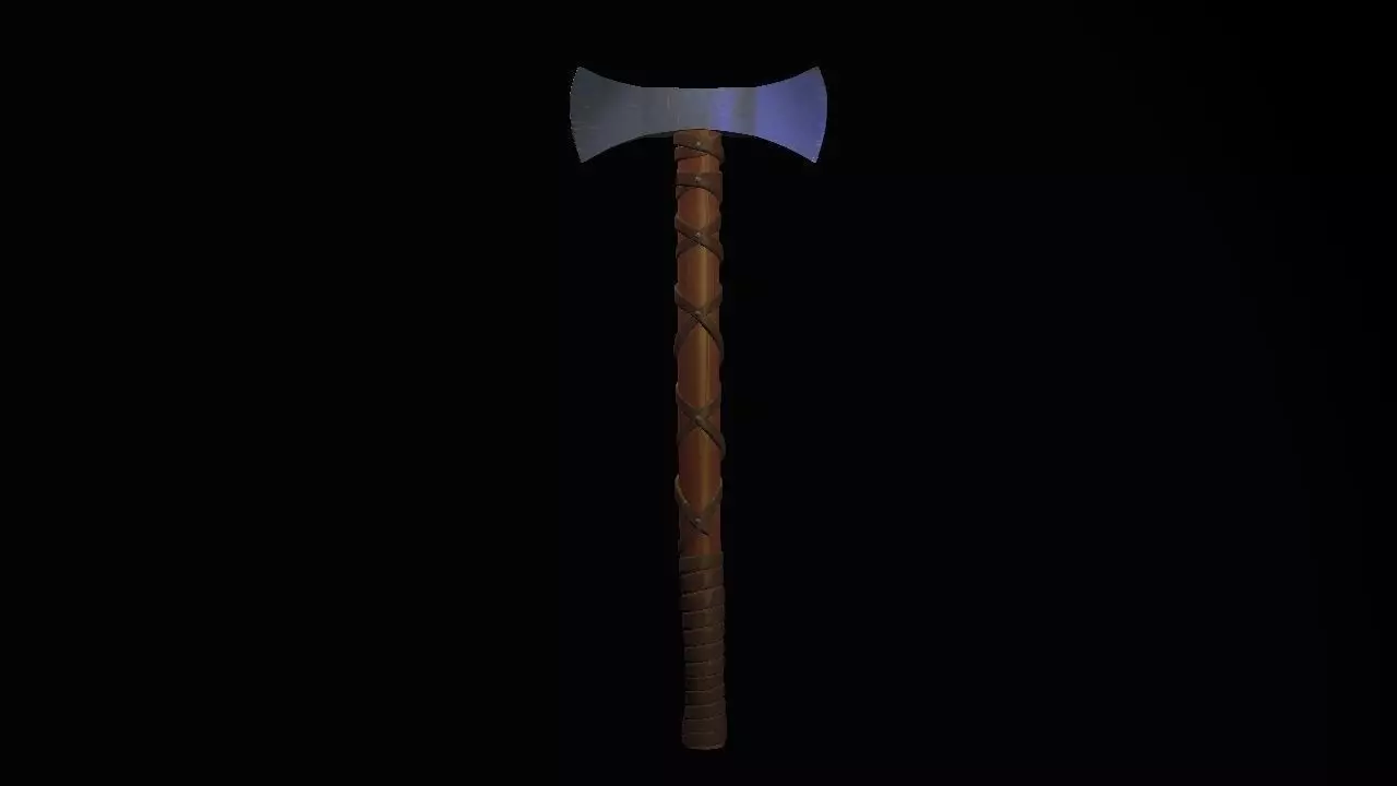 Short War Axe 02 Low-poly 3D model_0