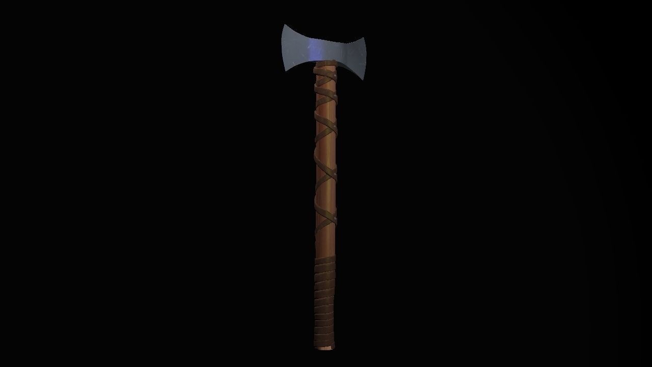 Short War Axe 02 Low-poly 3D model_5