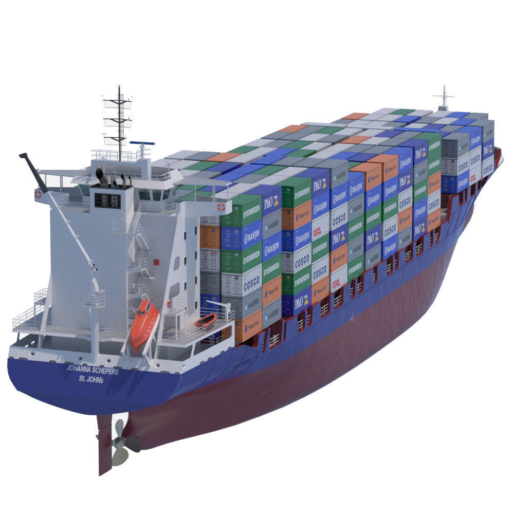 140 m Container Ship 3D model_4