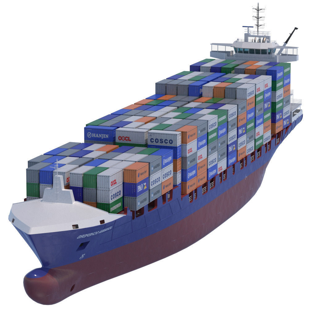 140 m Container Ship 3D model_2