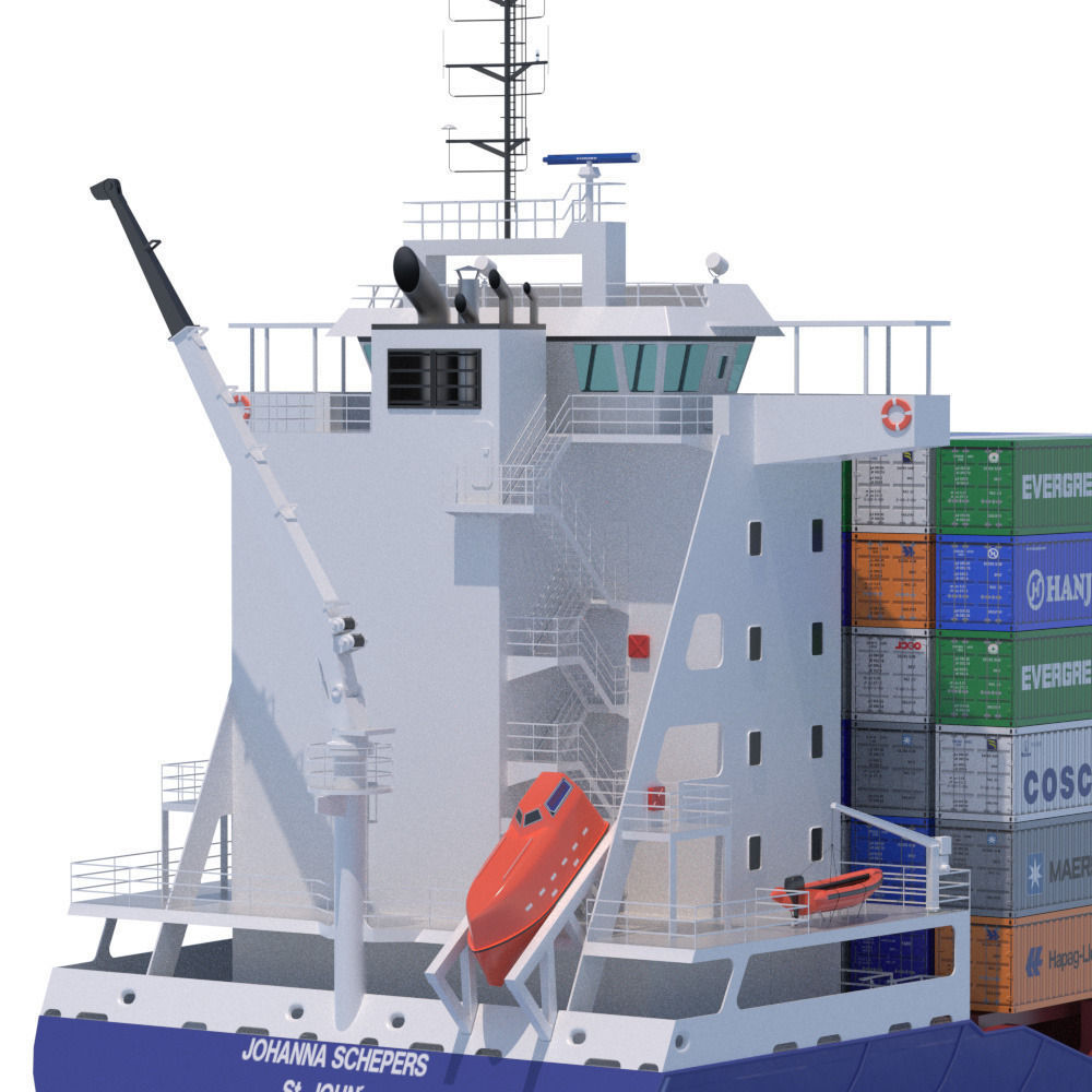 140 m Container Ship 3D model_7