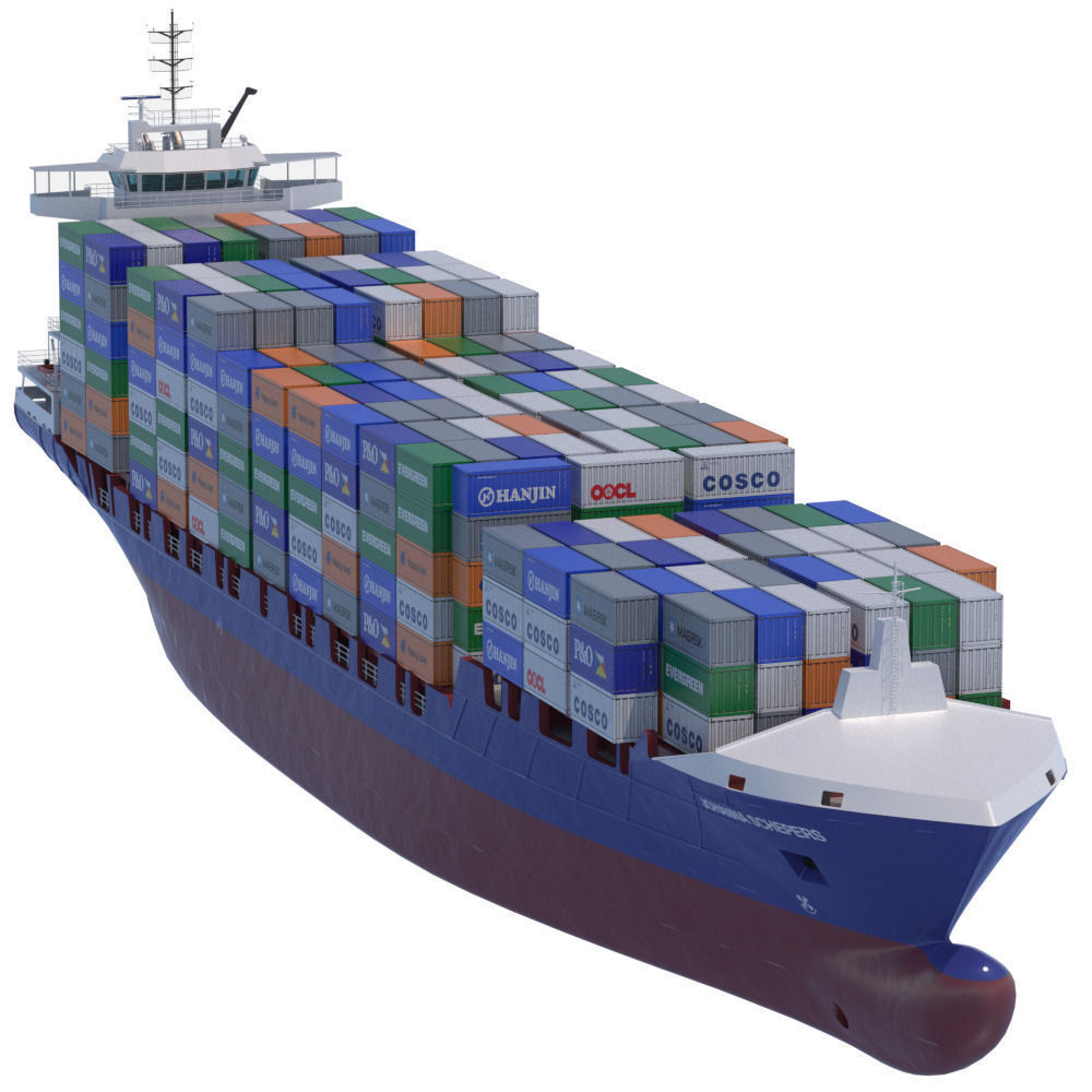 140 m Container Ship 3D model_3