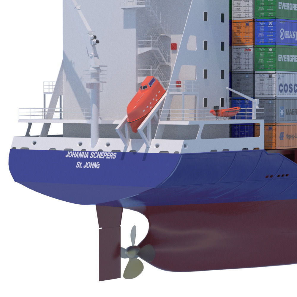 140 m Container Ship 3D model_8