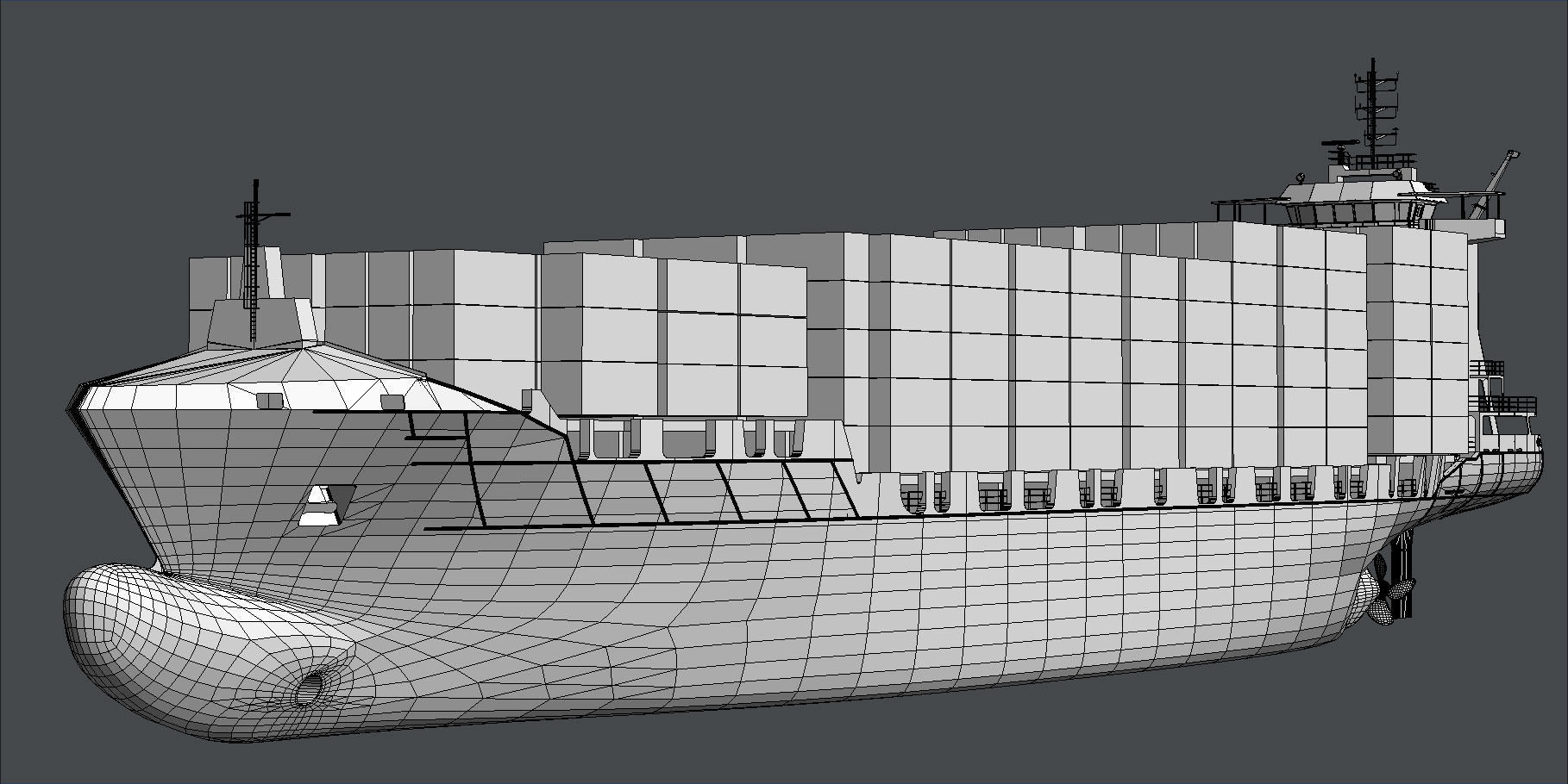 140 m Container Ship 3D model_6