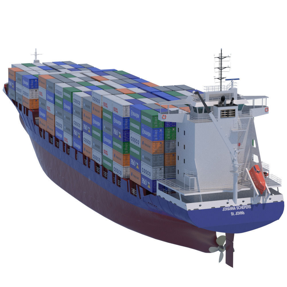 140 m Container Ship 3D model_5