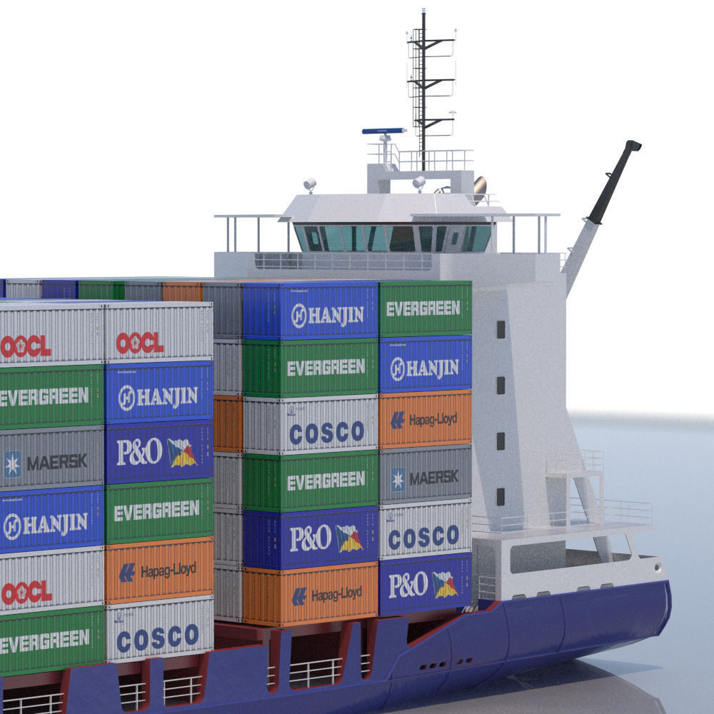 140 m Container Ship 3D model_10