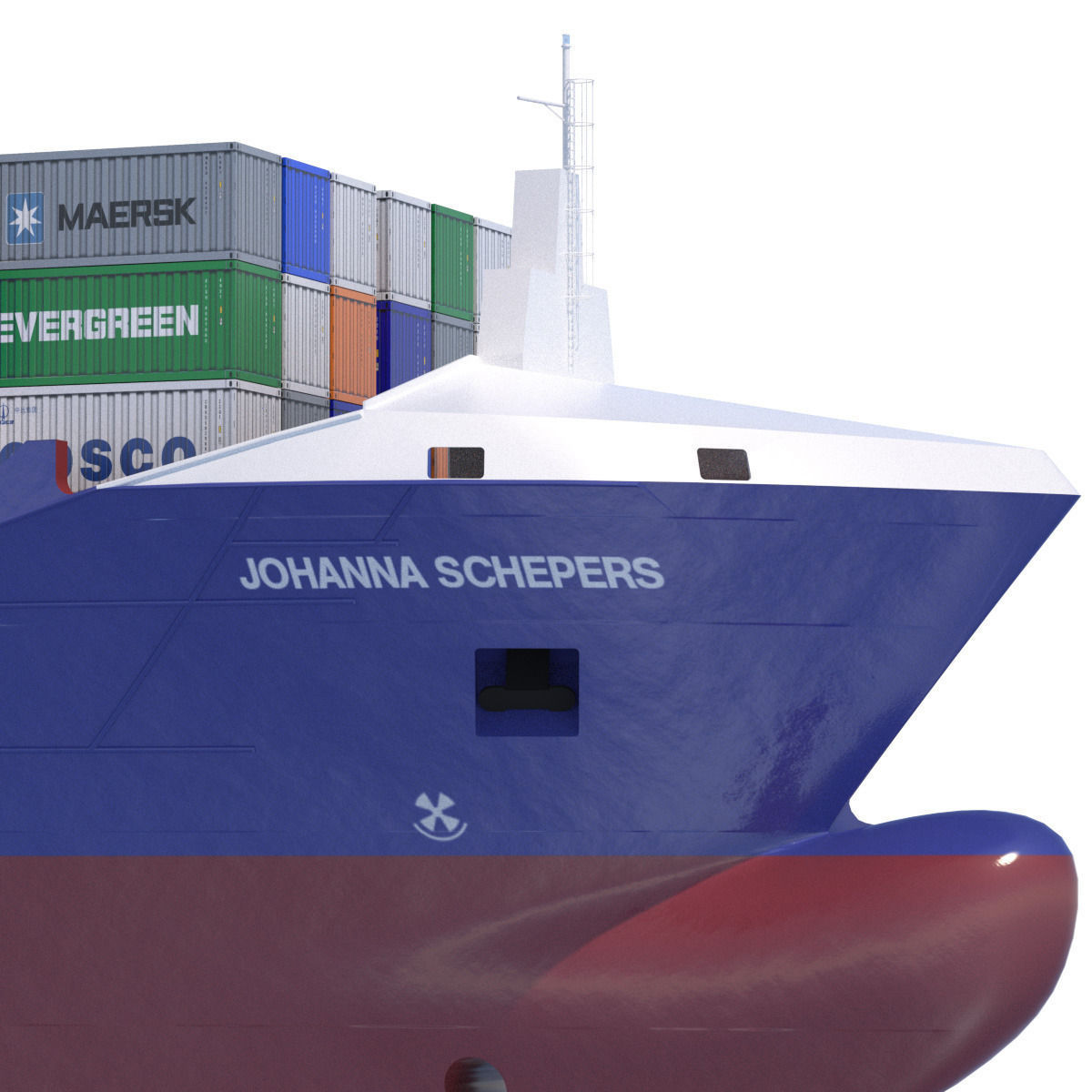 140 m Container Ship 3D model_9