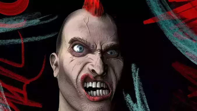 The Punk angry man with mohawk