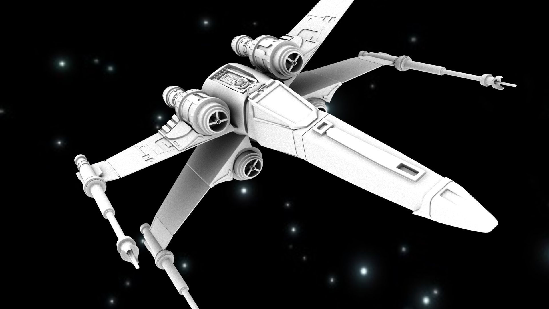 X-Wing star wars x - wing fighter Low-poly 3D model_2