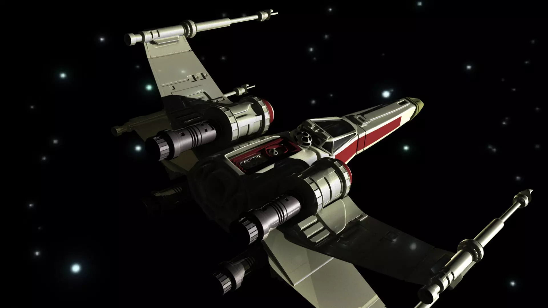 X-Wing star wars x - wing fighter Low-poly 3D model_0