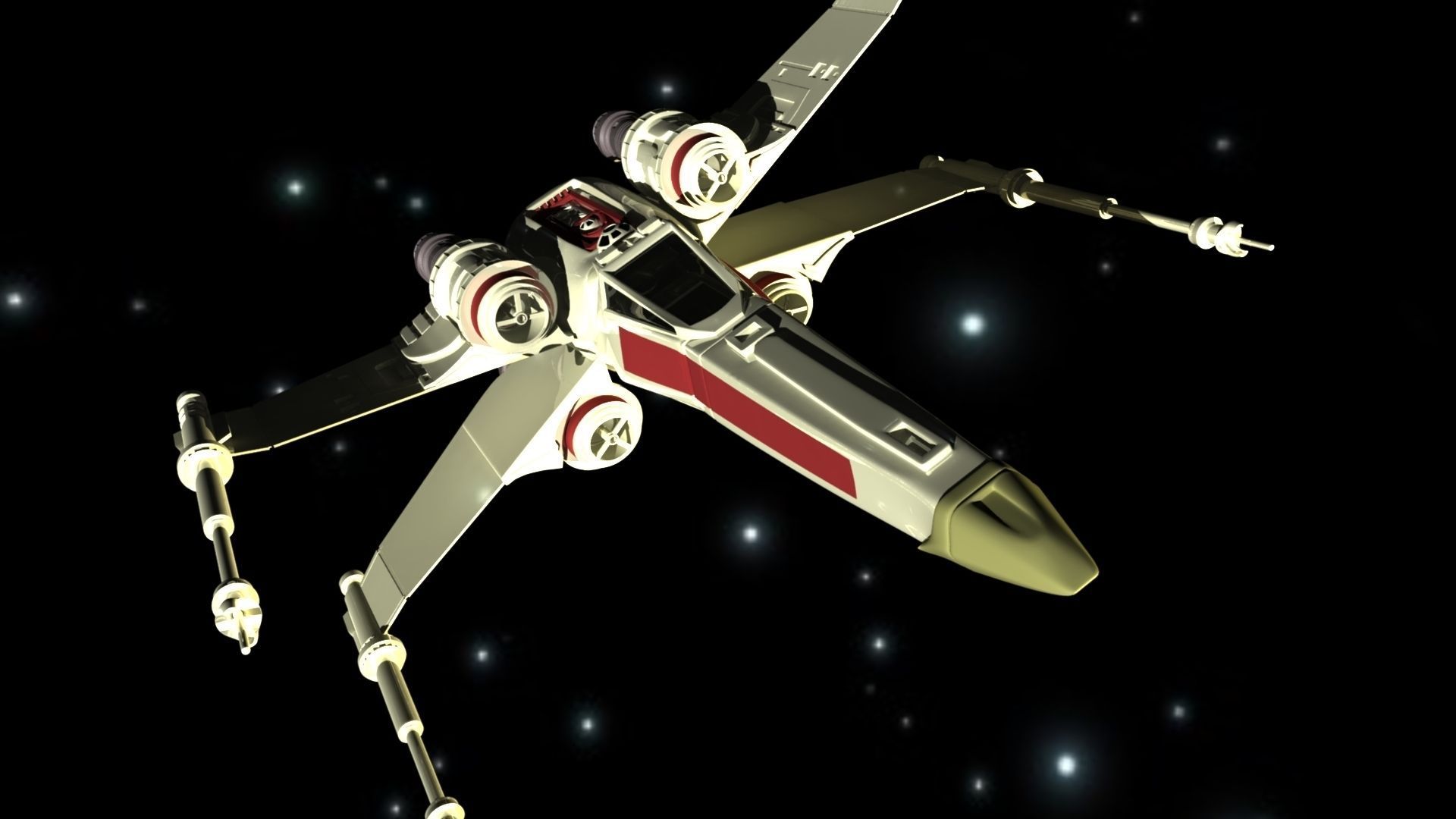 X-Wing star wars x - wing fighter Low-poly 3D model_1