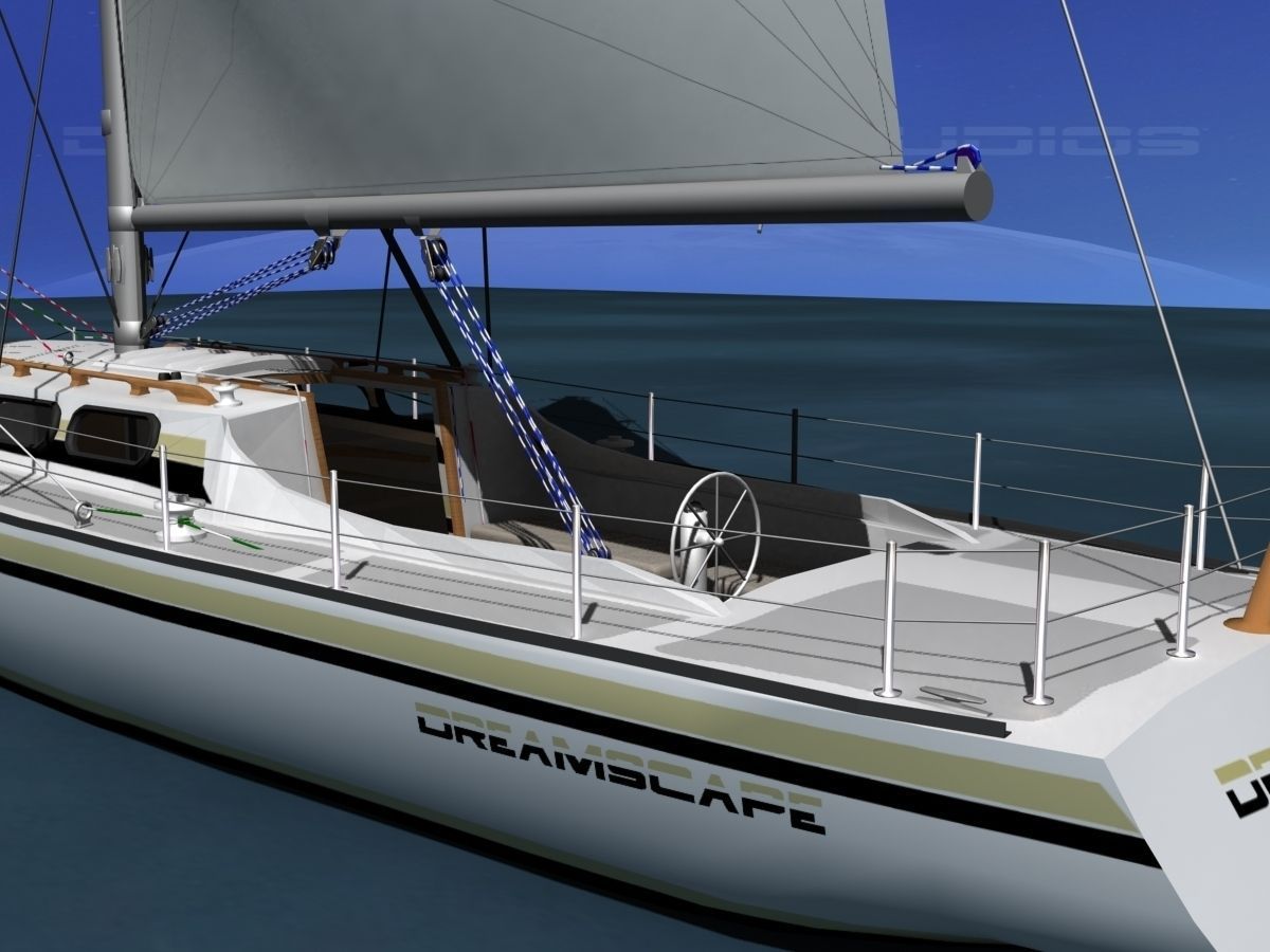 34 Ft Cutter Sailboat  3D model_13
