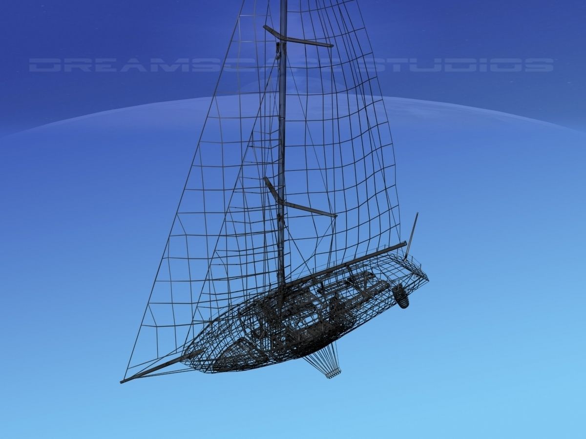 34 Ft Cutter Sailboat  3D model_14