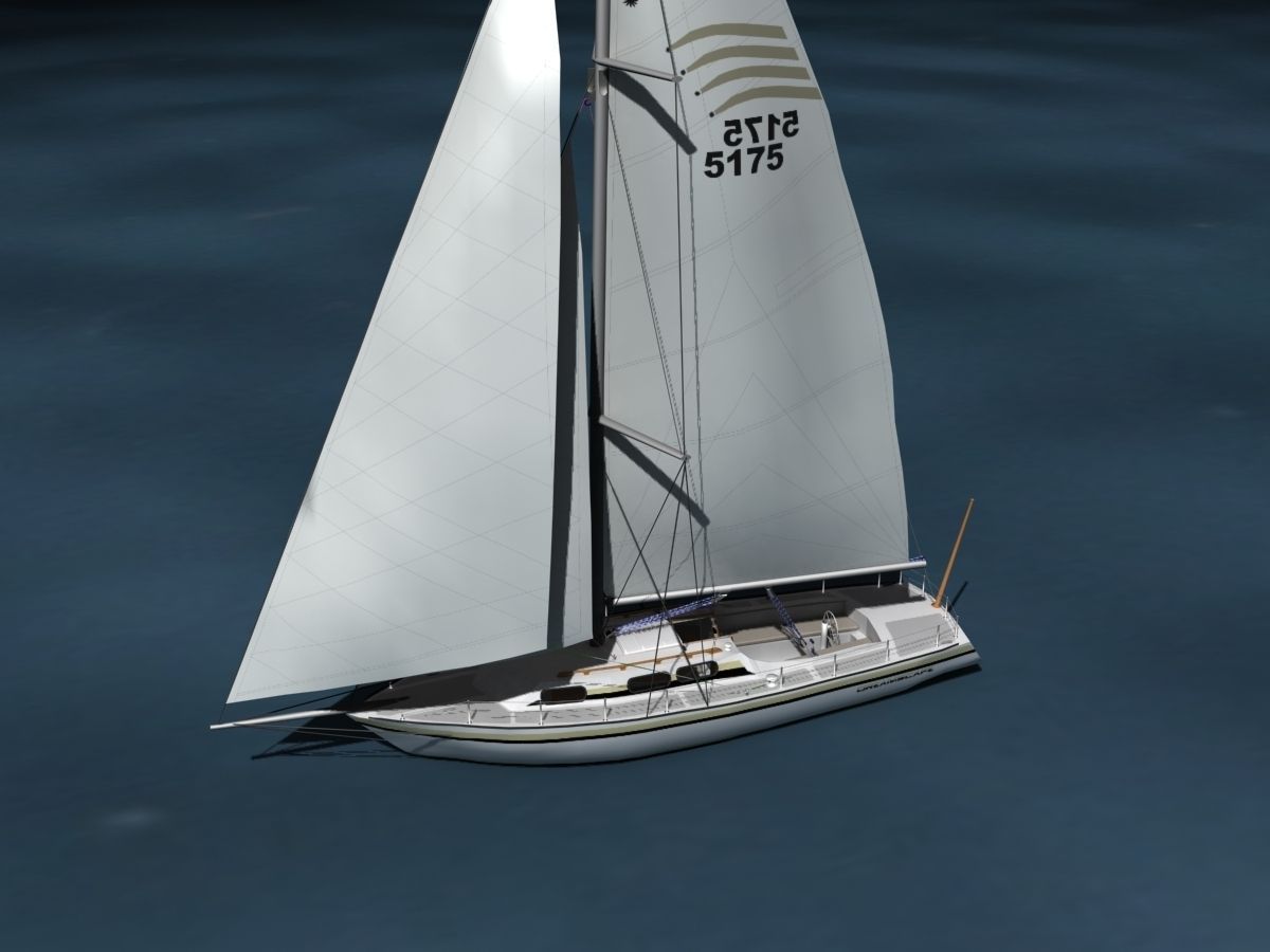 34 Ft Cutter Sailboat  3D model_8