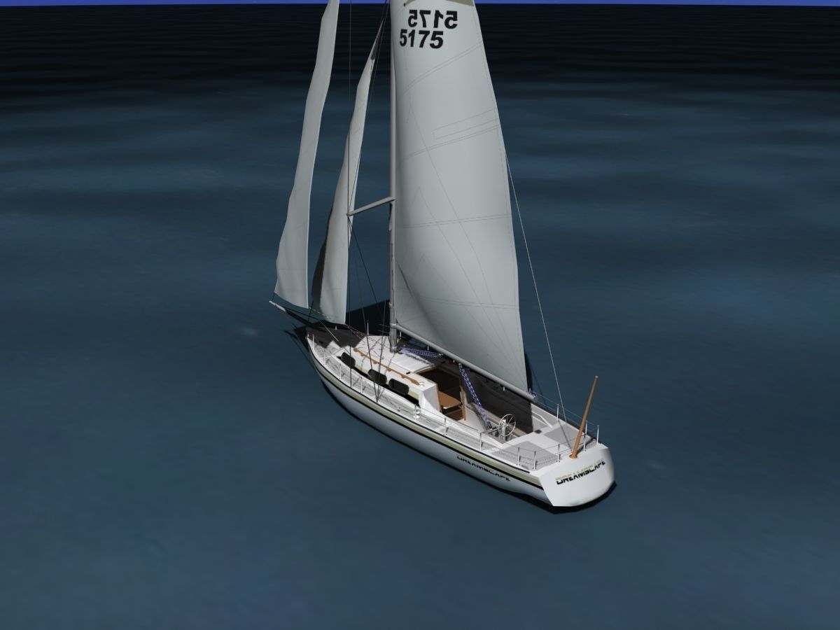 34 Ft Cutter Sailboat  3D model_6