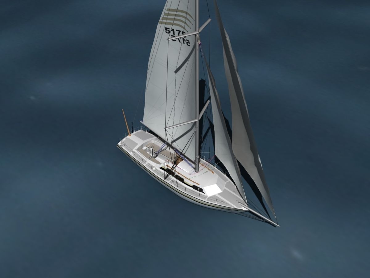 34 Ft Cutter Sailboat  3D model_11