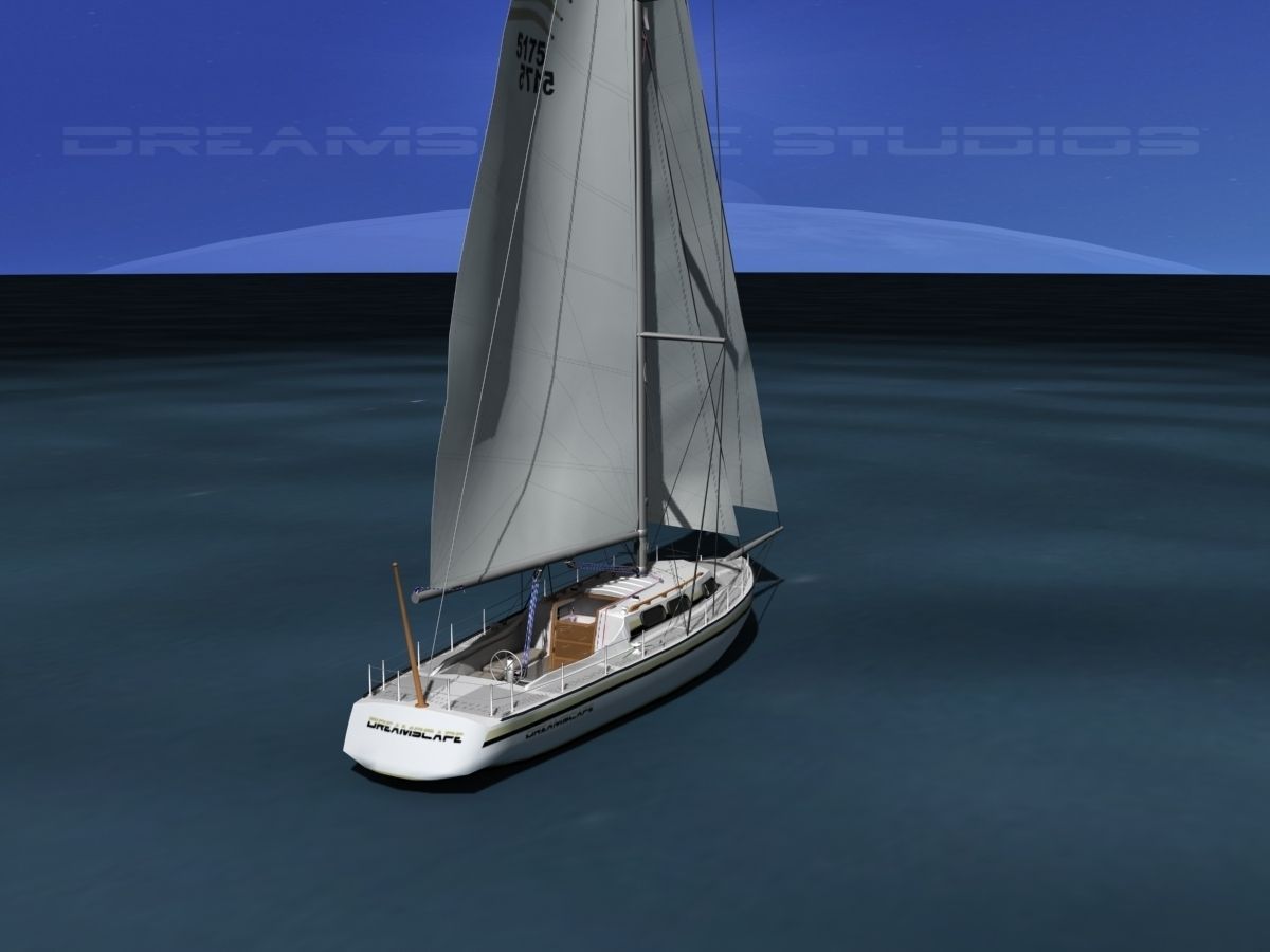 34 Ft Cutter Sailboat  3D model_4