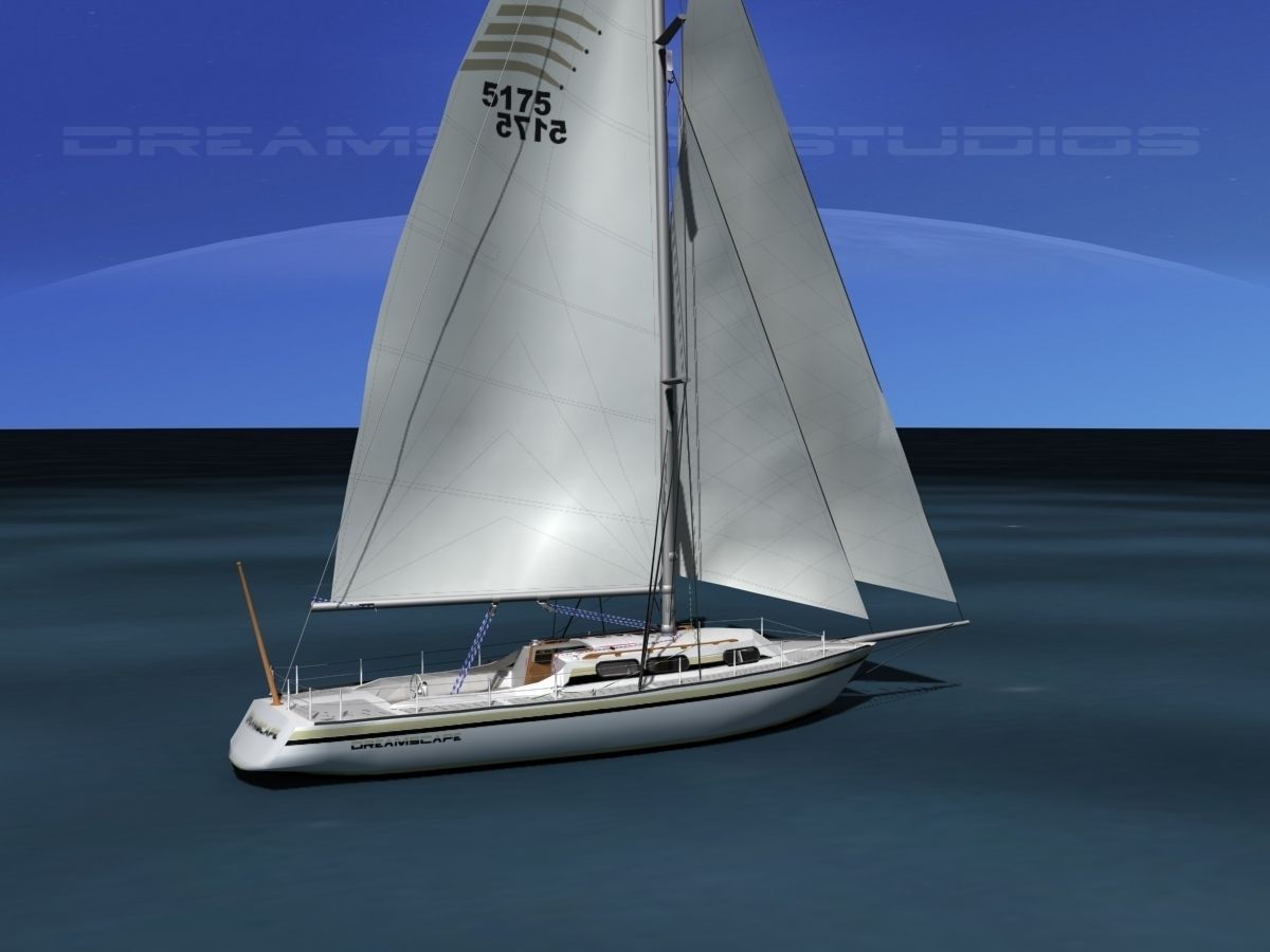 34 Ft Cutter Sailboat  3D model_3