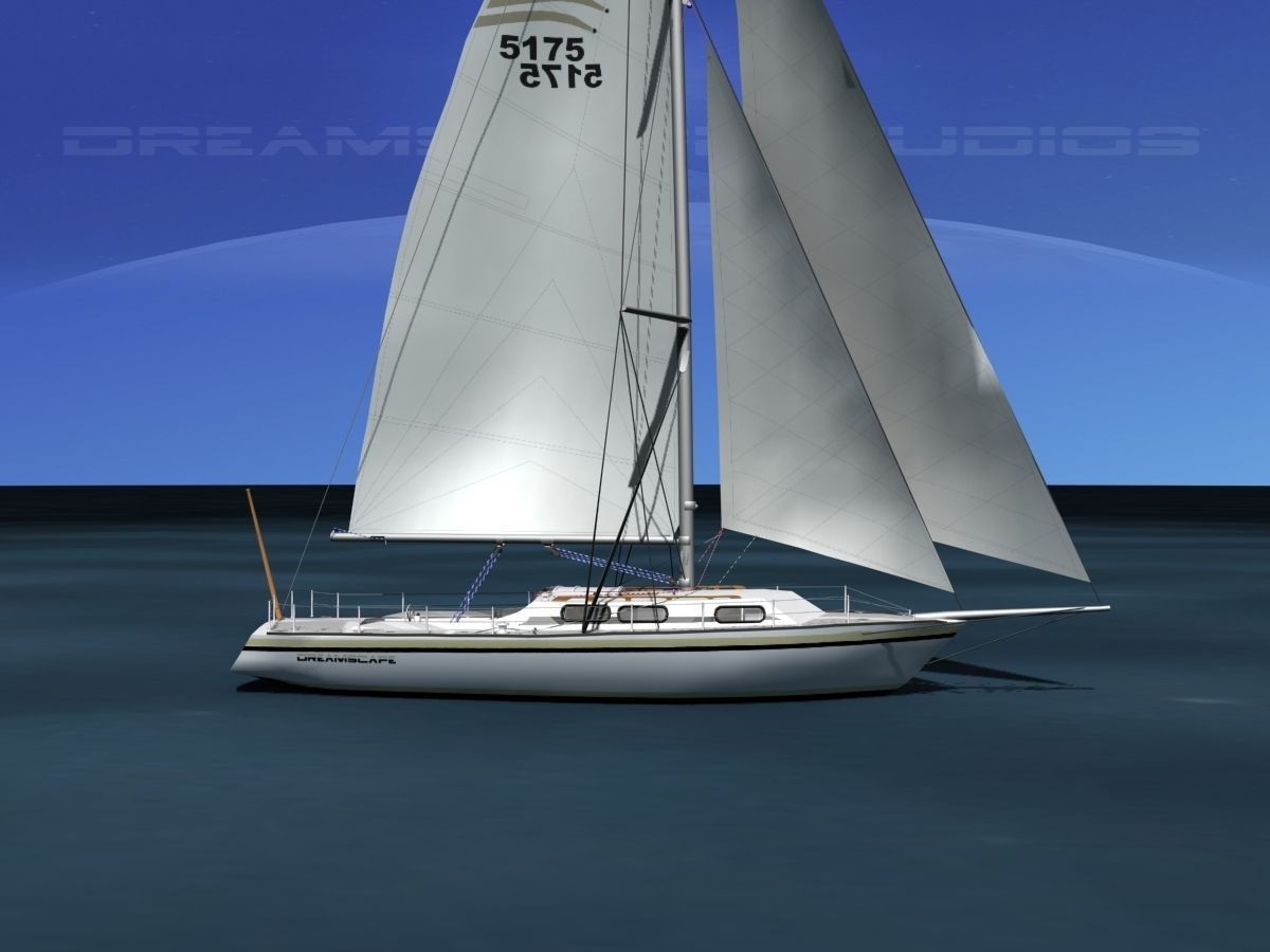 34 Ft Cutter Sailboat  3D model_2