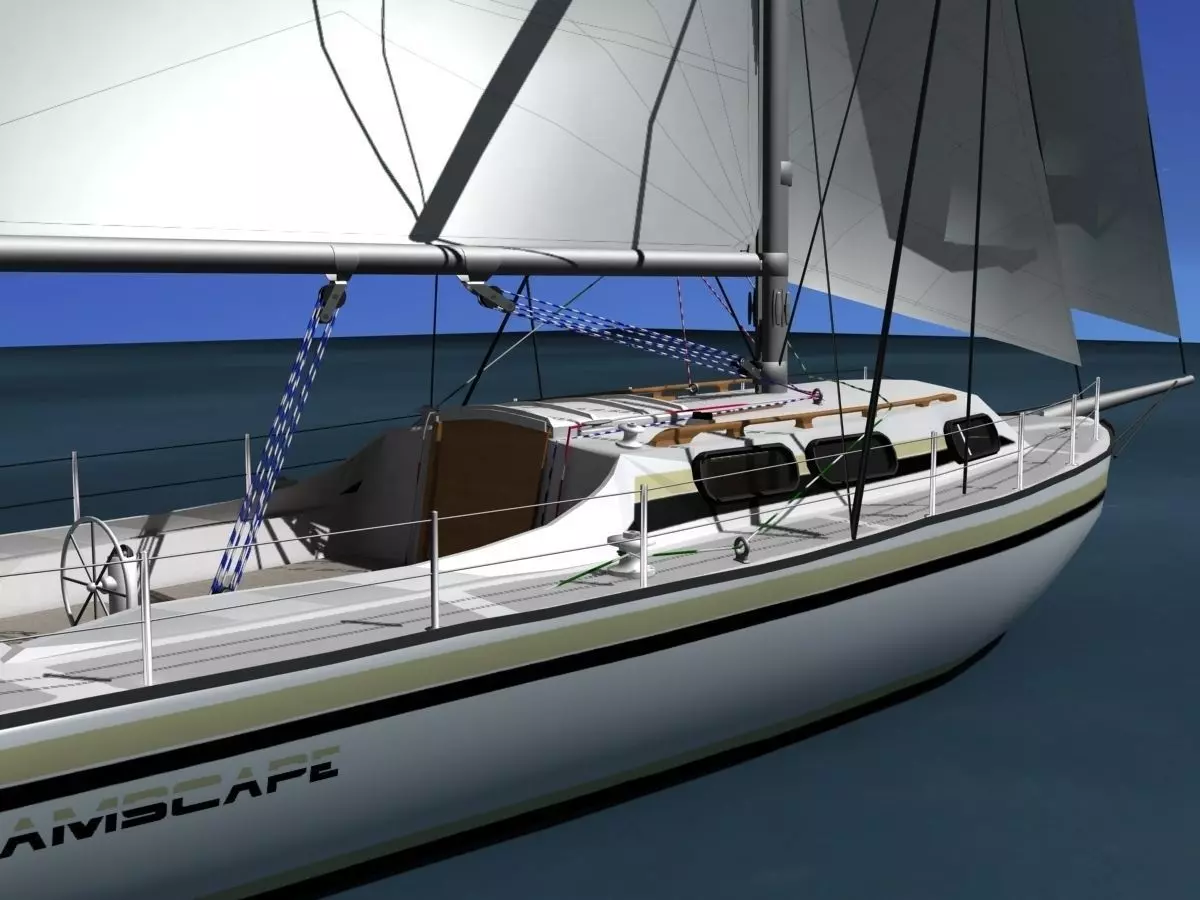 34 Ft Cutter Sailboat  3D model_0