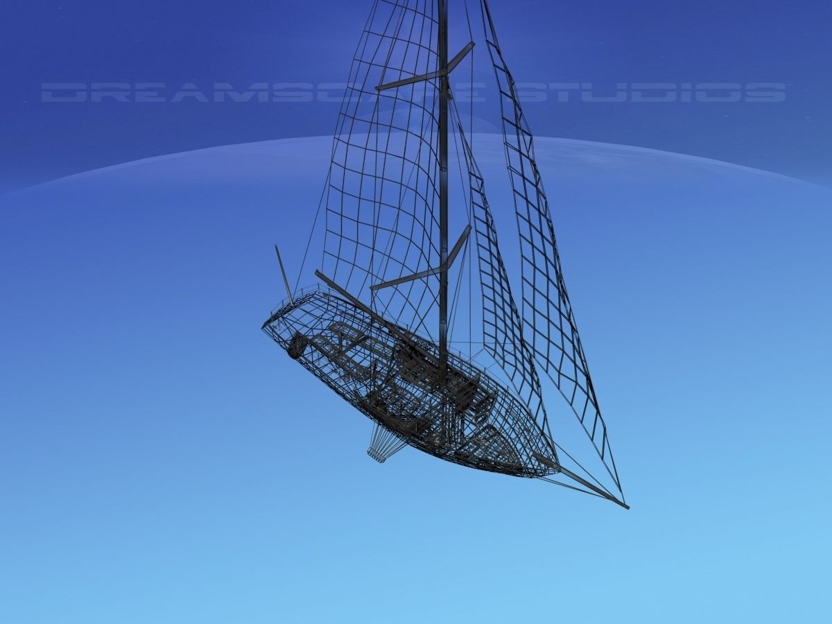 34 Ft Cutter Sailboat  3D model_15