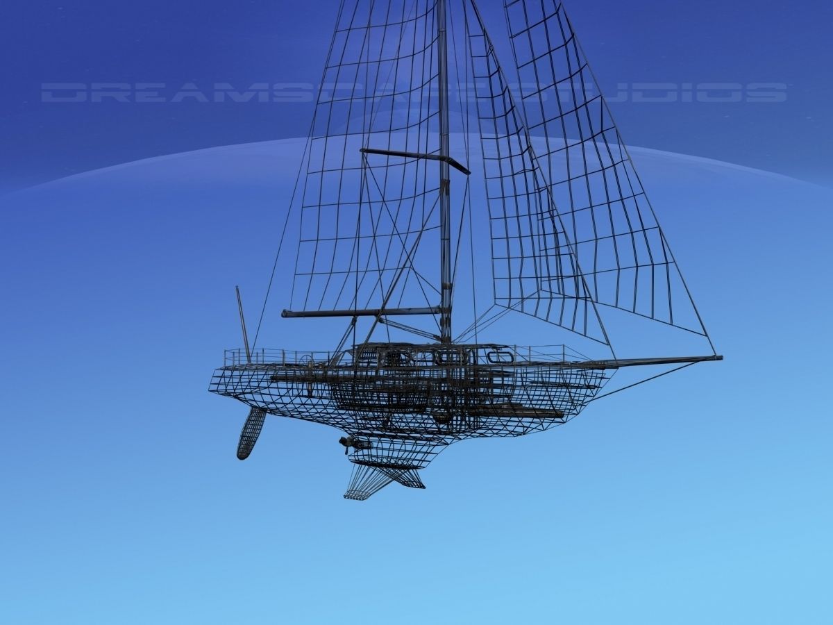 34 Ft Cutter Sailboat  3D model_18