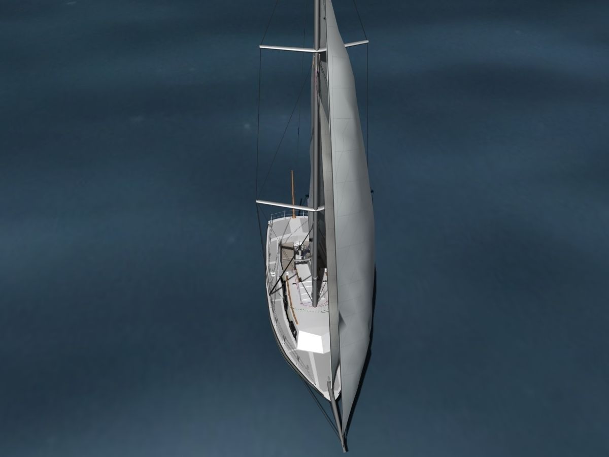 34 Ft Cutter Sailboat  3D model_10