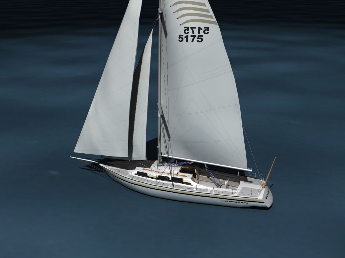 34 Ft Cutter Sailboat  3D model_7