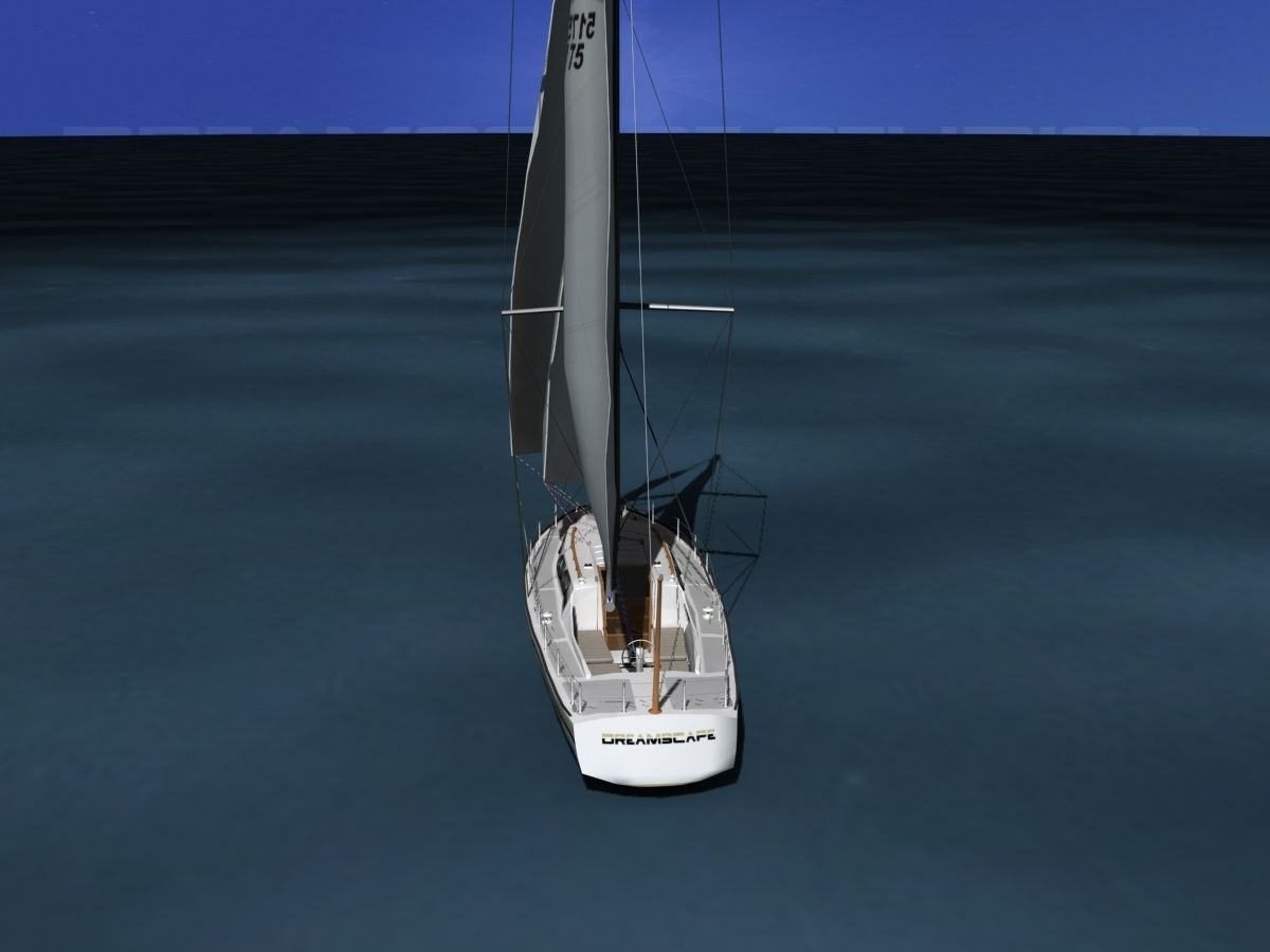 34 Ft Cutter Sailboat  3D model_5