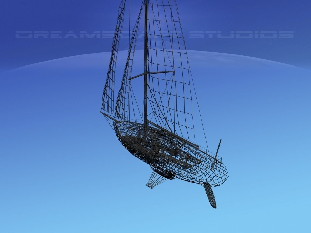 34 Ft Cutter Sailboat  3D model_16