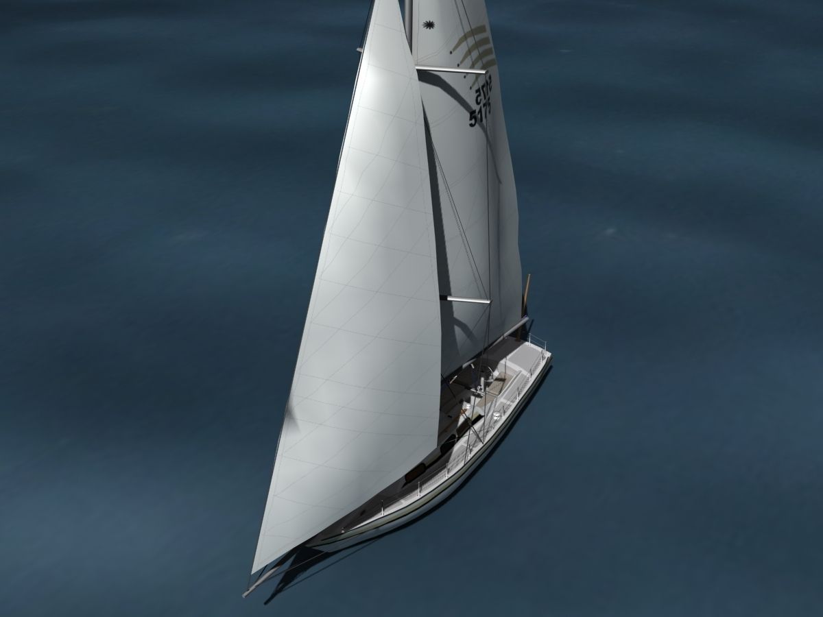34 Ft Cutter Sailboat  3D model_9
