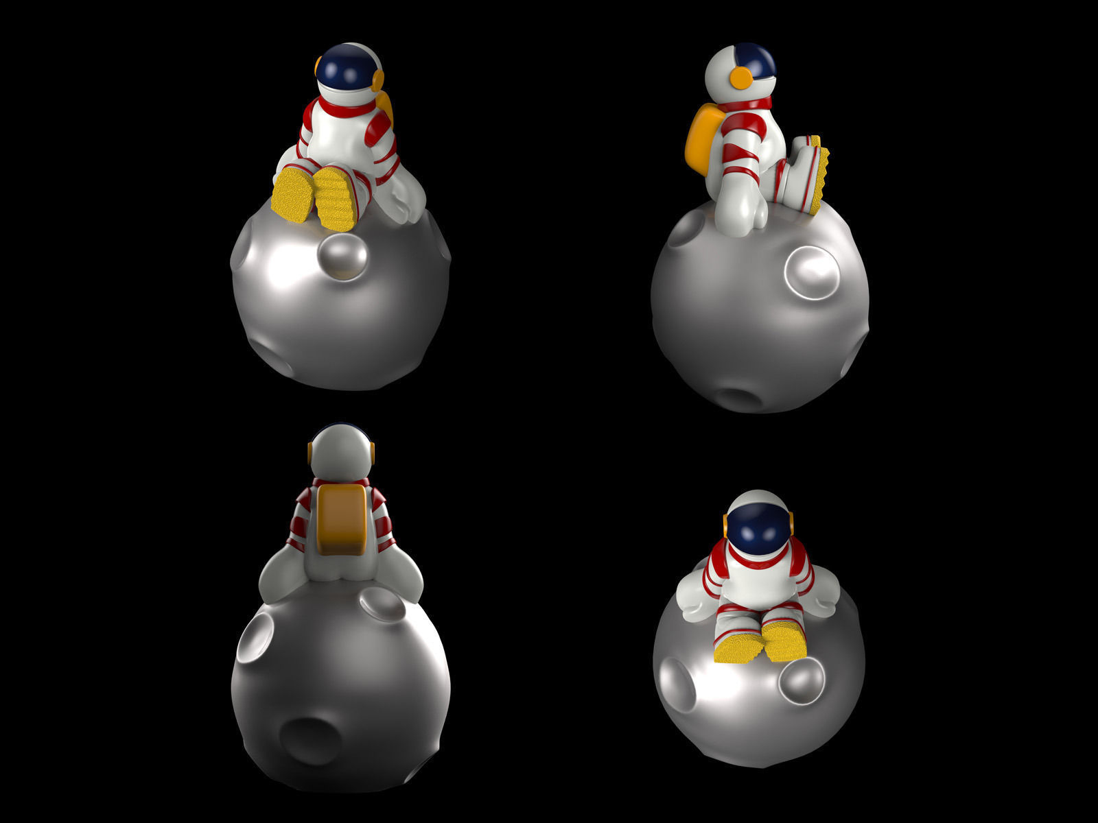 Astronaut sitting on an asteroid 0187 3D print model_2