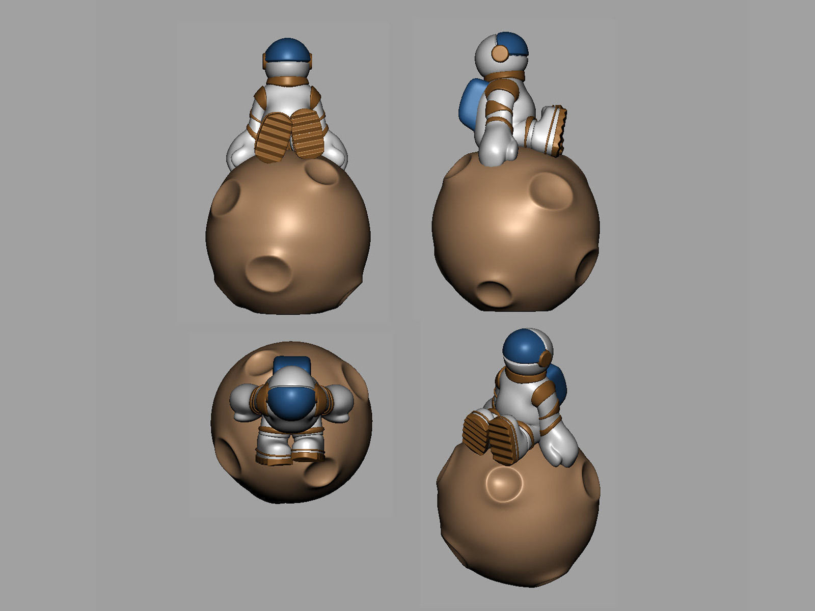 Astronaut sitting on an asteroid 0187 3D print model_6