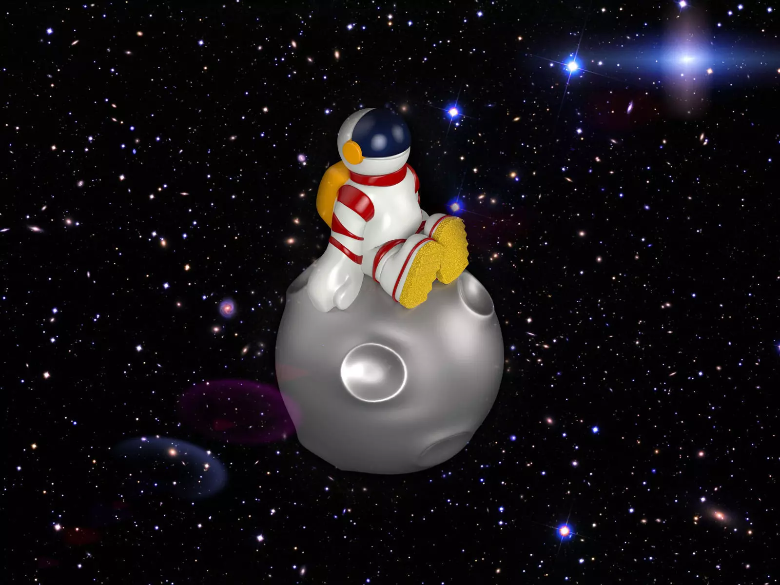 Astronaut sitting on an asteroid 0187 3D print model_0