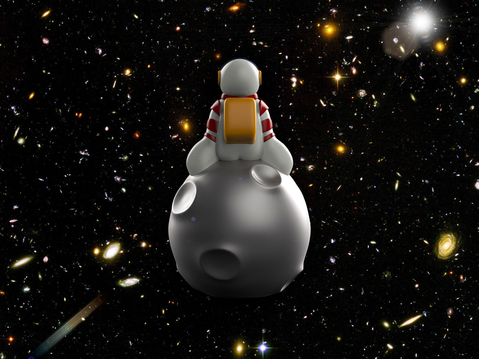 Astronaut sitting on an asteroid 0187 3D print model_1