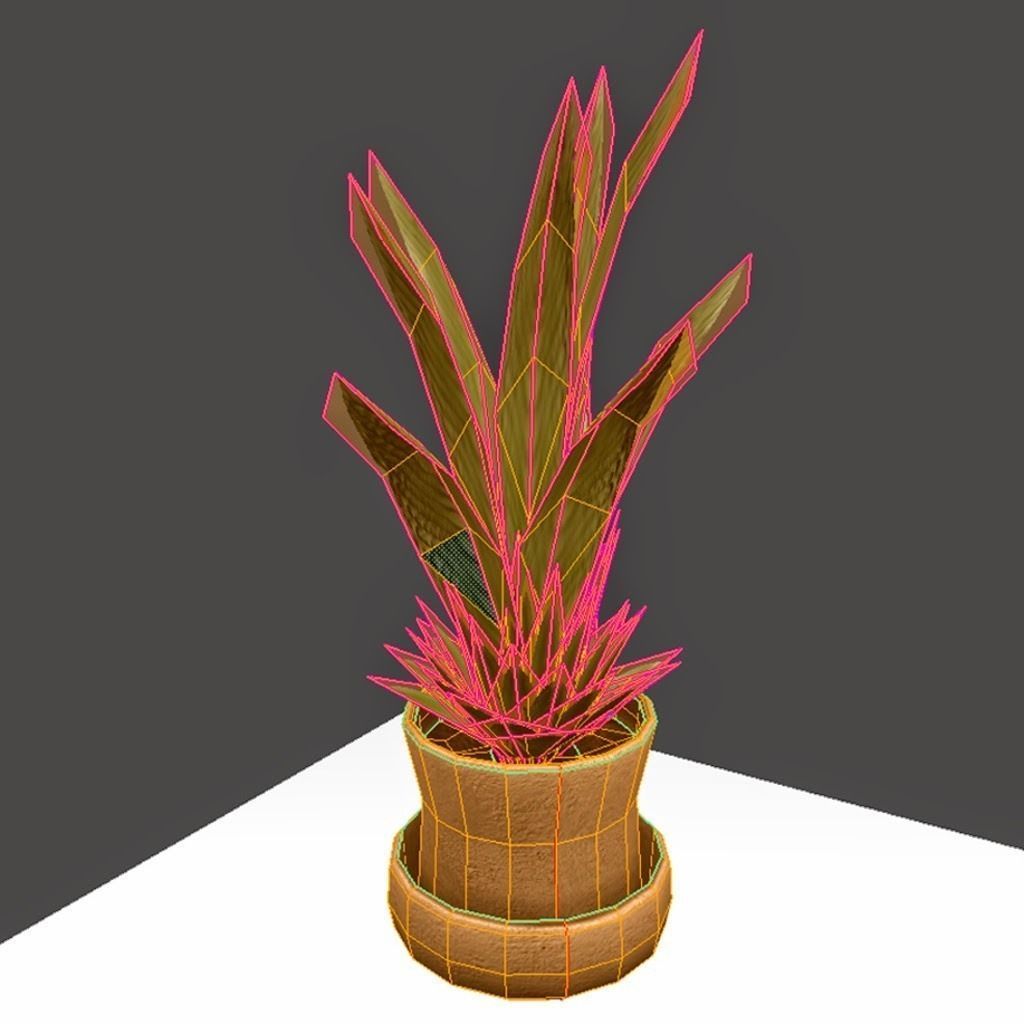 Indoor Pot Plant 3 Low-Poly Low-poly 3D model_2
